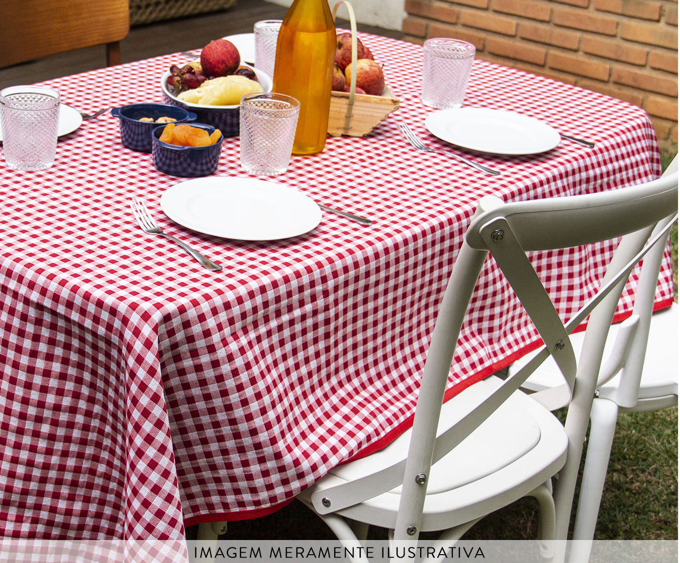 Toalha de Mesa Xadrez Vermelho e Branco - image 1