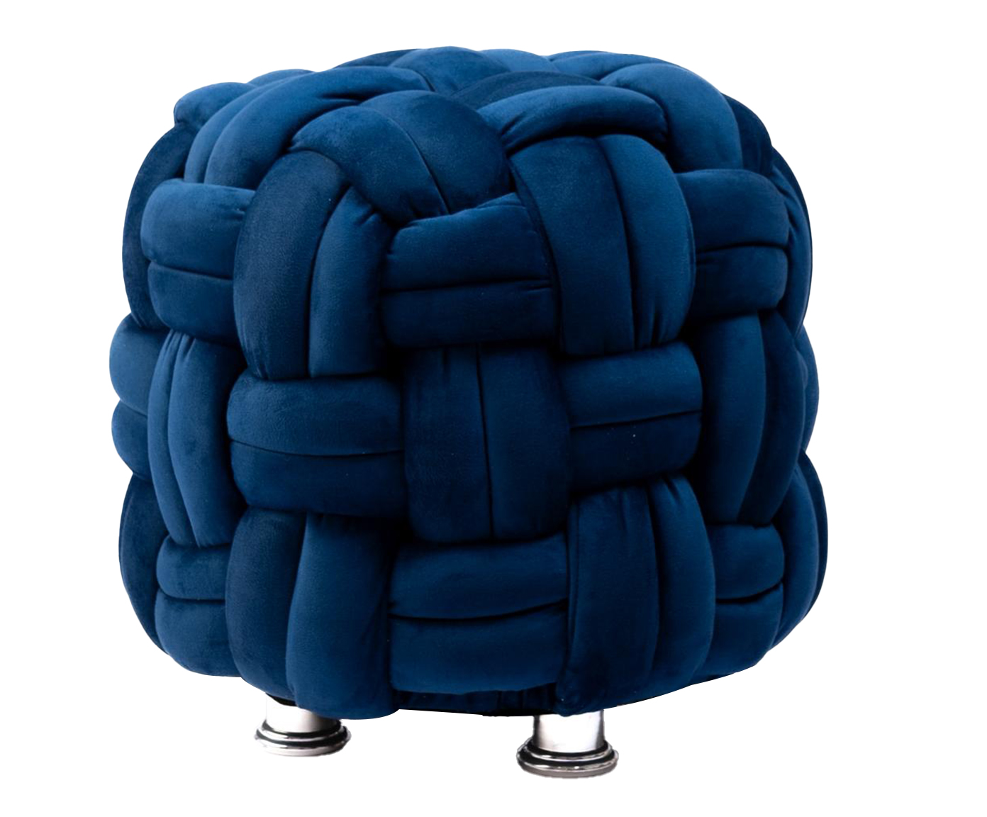 Puff M&aacute;xi Tricot em Veludo Azul Marinho - image 0