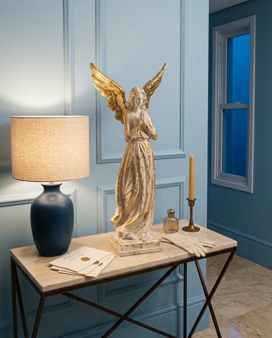 Anja Decorativa Braco e Dourado Antique em Resina image number 4