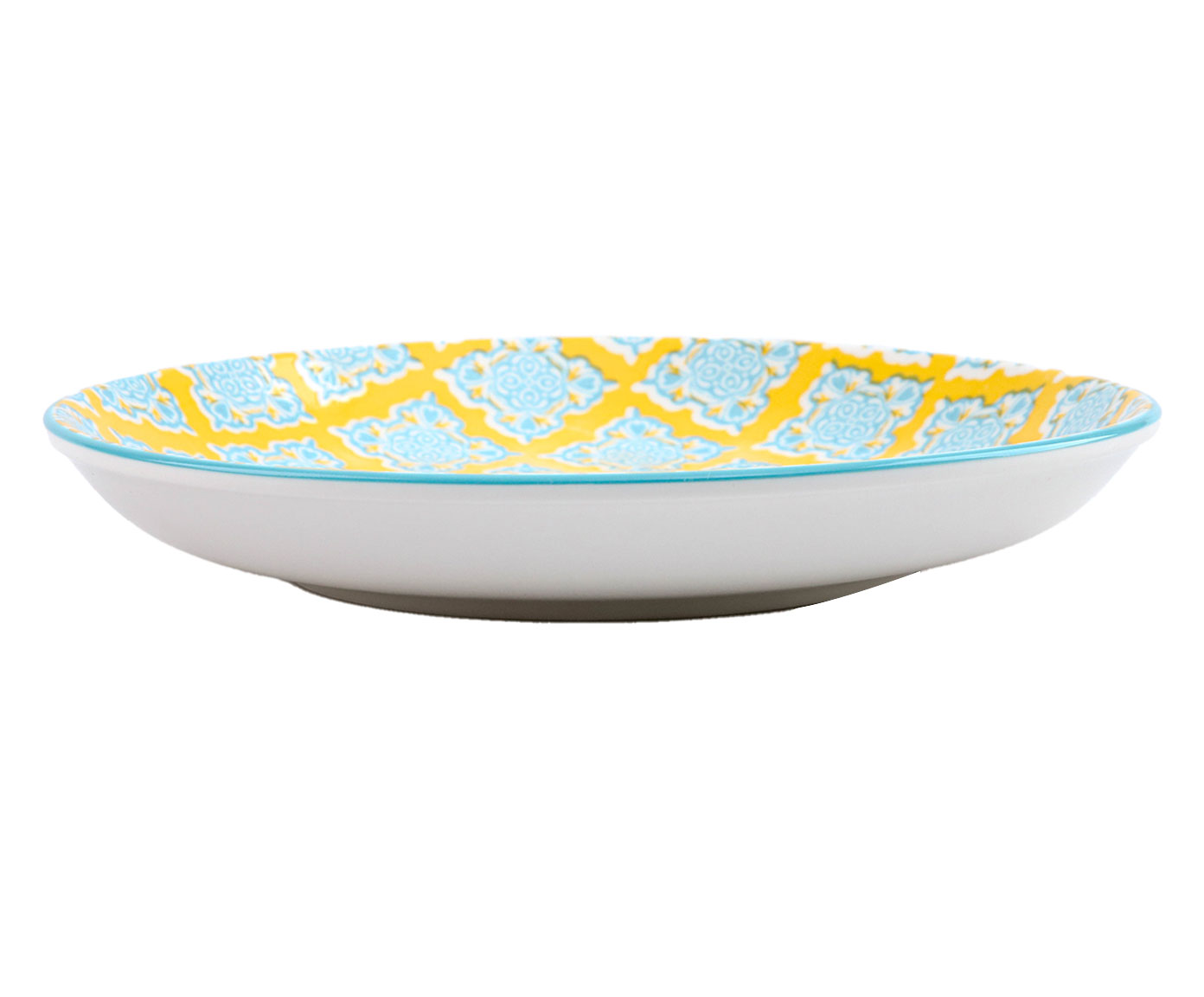 Prato Raso em Porcelana Bart - Amarelo e Azul image number 1