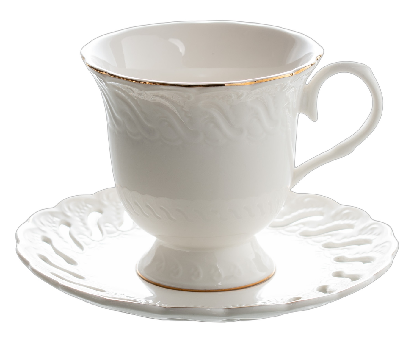 Jogo de X&iacute;caras para ch&aacute; Vague em new bone china borda dourada image number 0