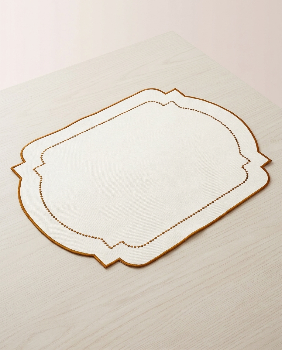 Lugar Americano com Bordado Chilly - Off-White e Ocre image number 3