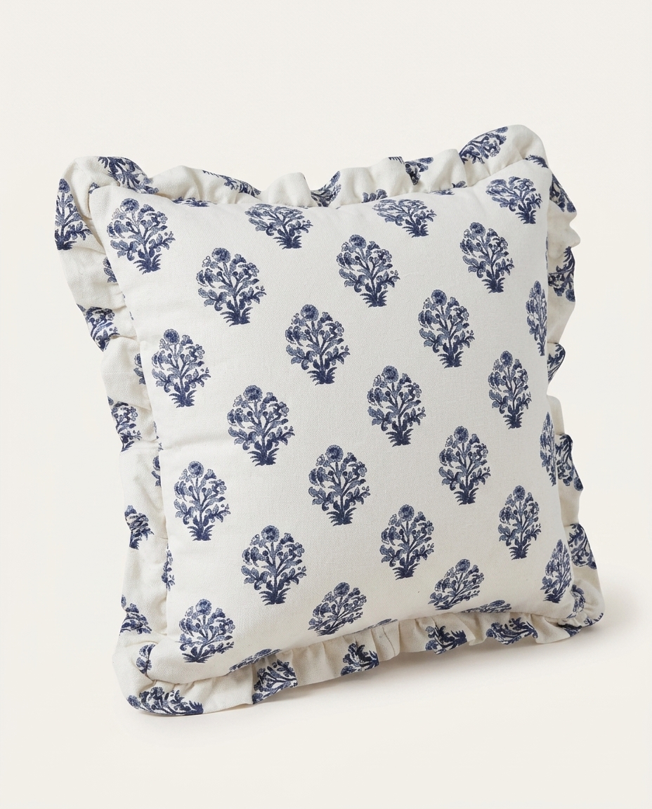 Capa de Almofada Estampada com Babados Floral Poppy Off-White image number 6
