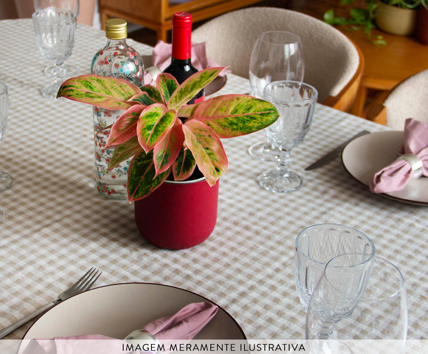 Toalha de Mesa Vichy Bege e Off White image number 3