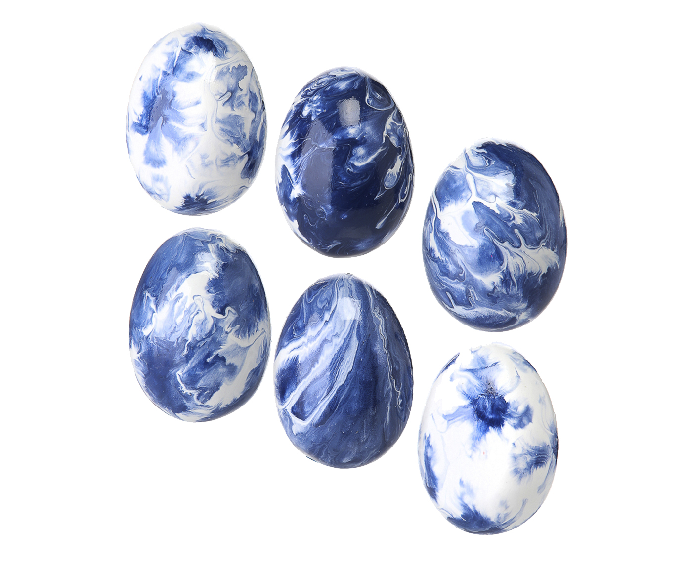 Conjunto de Ovos Decorativos de P&aacute;scoa Floral Azul e Branco image number 0