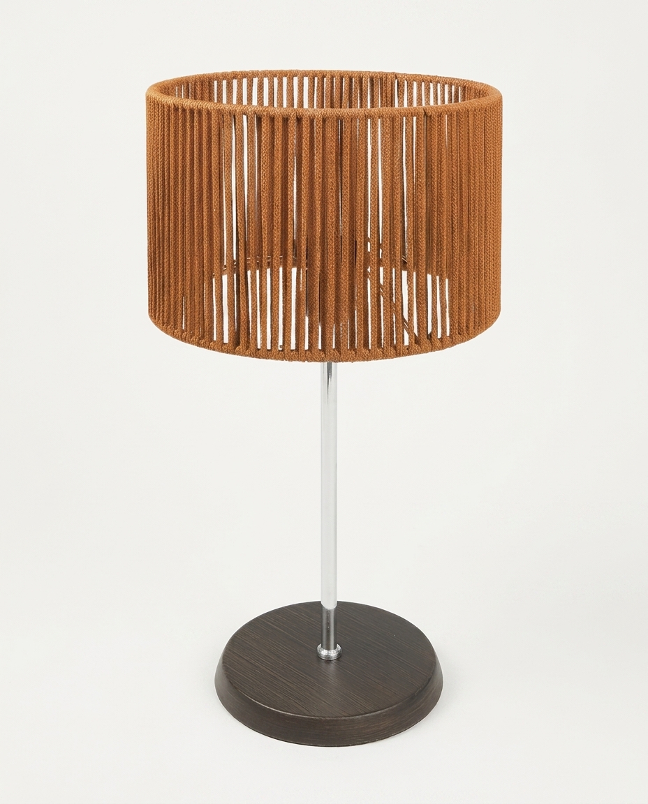 Abajur Wengue com C&uacute;pula Cil&iacute;ndrica e Corda N&aacute;utica Terracota Bivolt - image 1