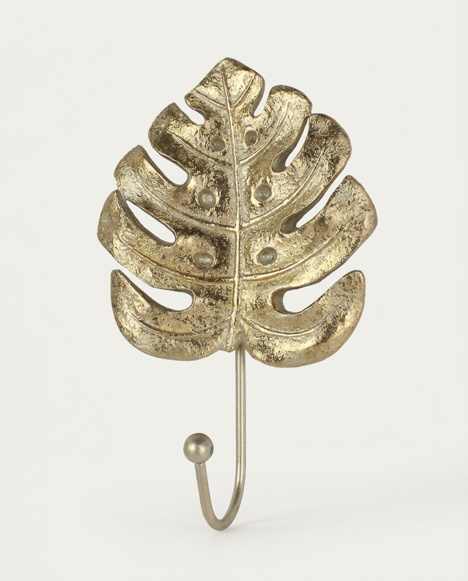 Gancho de Parede Folha Costela-de-ad&atilde;o Dourado - image 1
