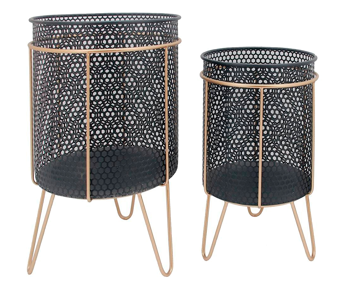 Jogo de Cachepots com Suporte Carolina - Preto image number 0