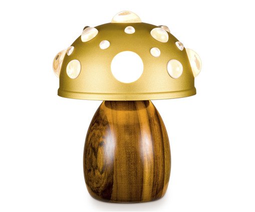 Lumin&aacute;ria Mini Cogumelo Dourado e Imbuia - image 1