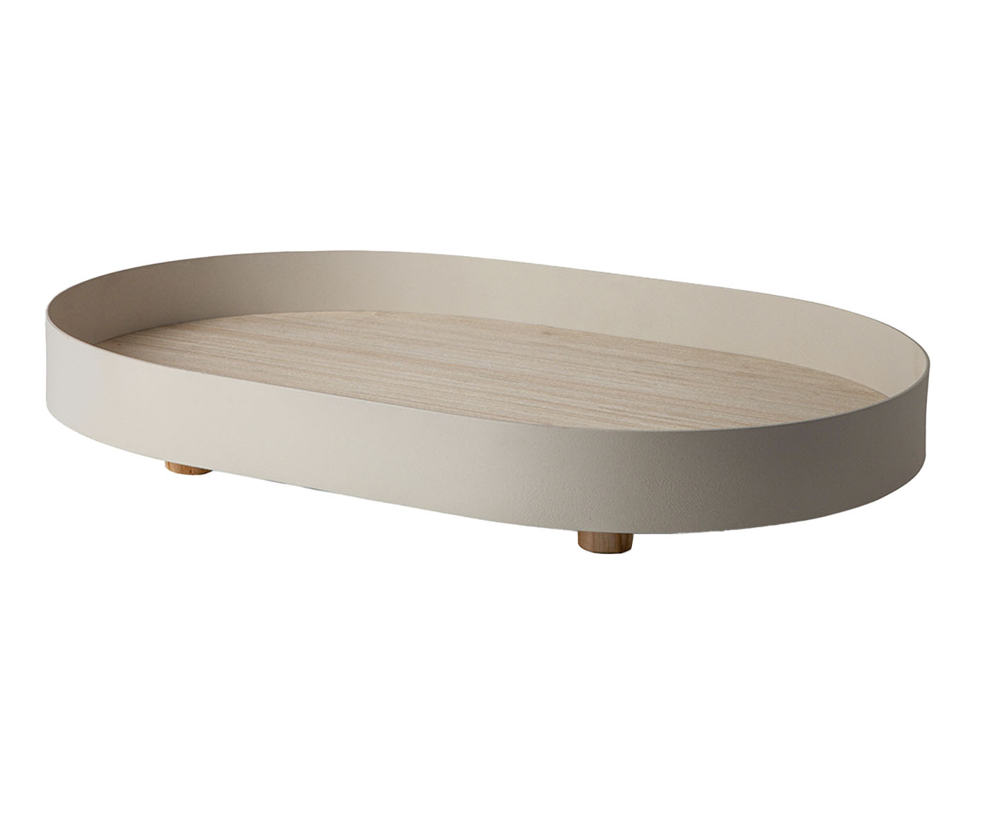 Bandeja Decorativa em Madeira com Metal Bege image number 0