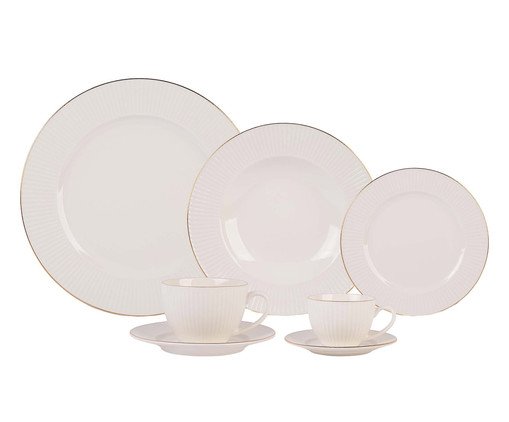 Aparelho de Jantar em Porcelana Lavish China Filado Dourado Branco - image 1
