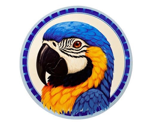 Azulejo Decorativo Redondo Arara Azul image number 0