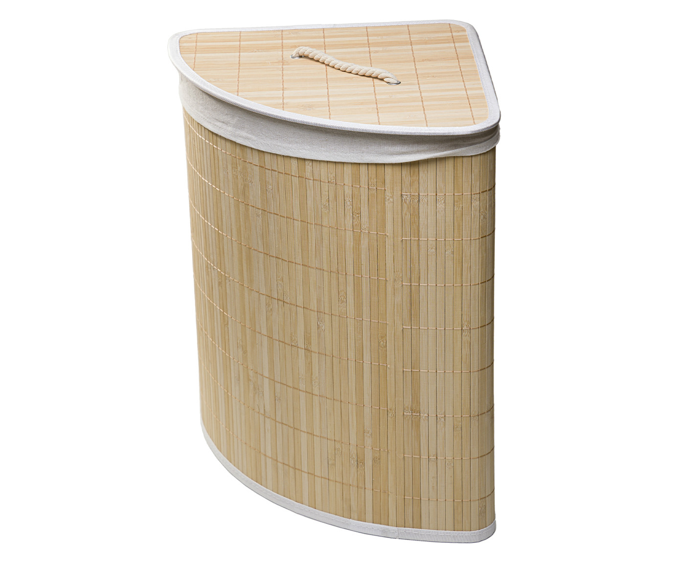 CAIU_Cesto Para Lavanderia com Tampa Triangular Branco em Bambu - image 0