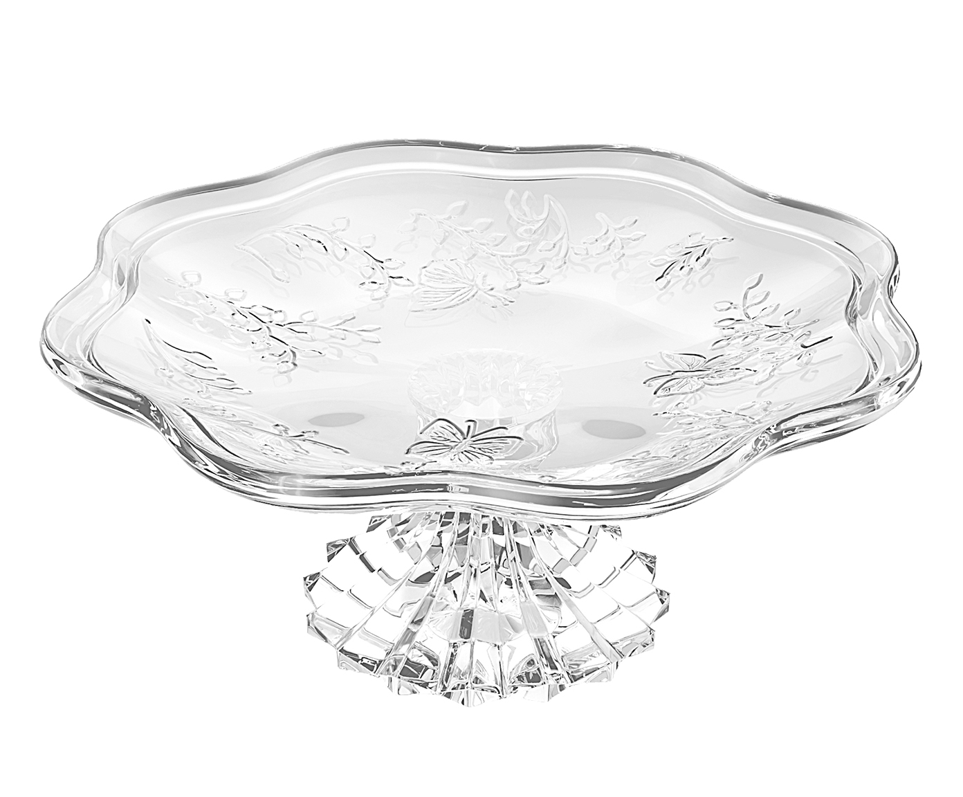 Prato para Bolo com P&eacute; em Cristal Ecol&oacute;gico New Butterfly - image 0