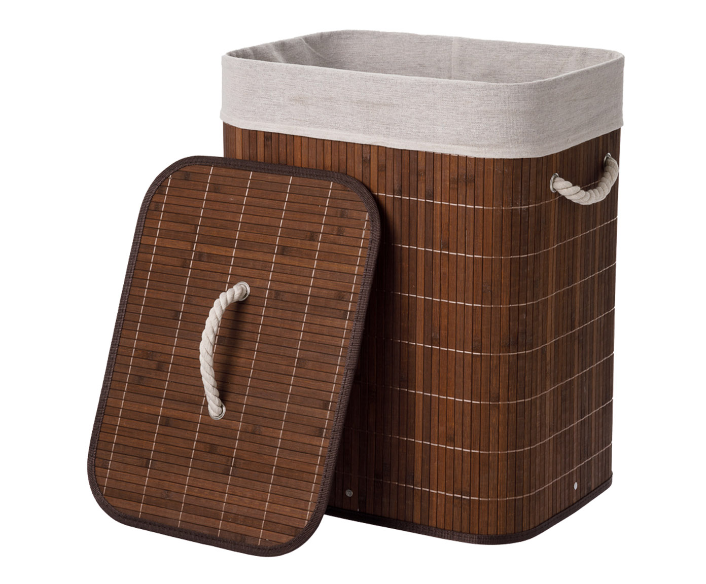 Cesto de Roupa de Bambum Aspen Marrom image number 1