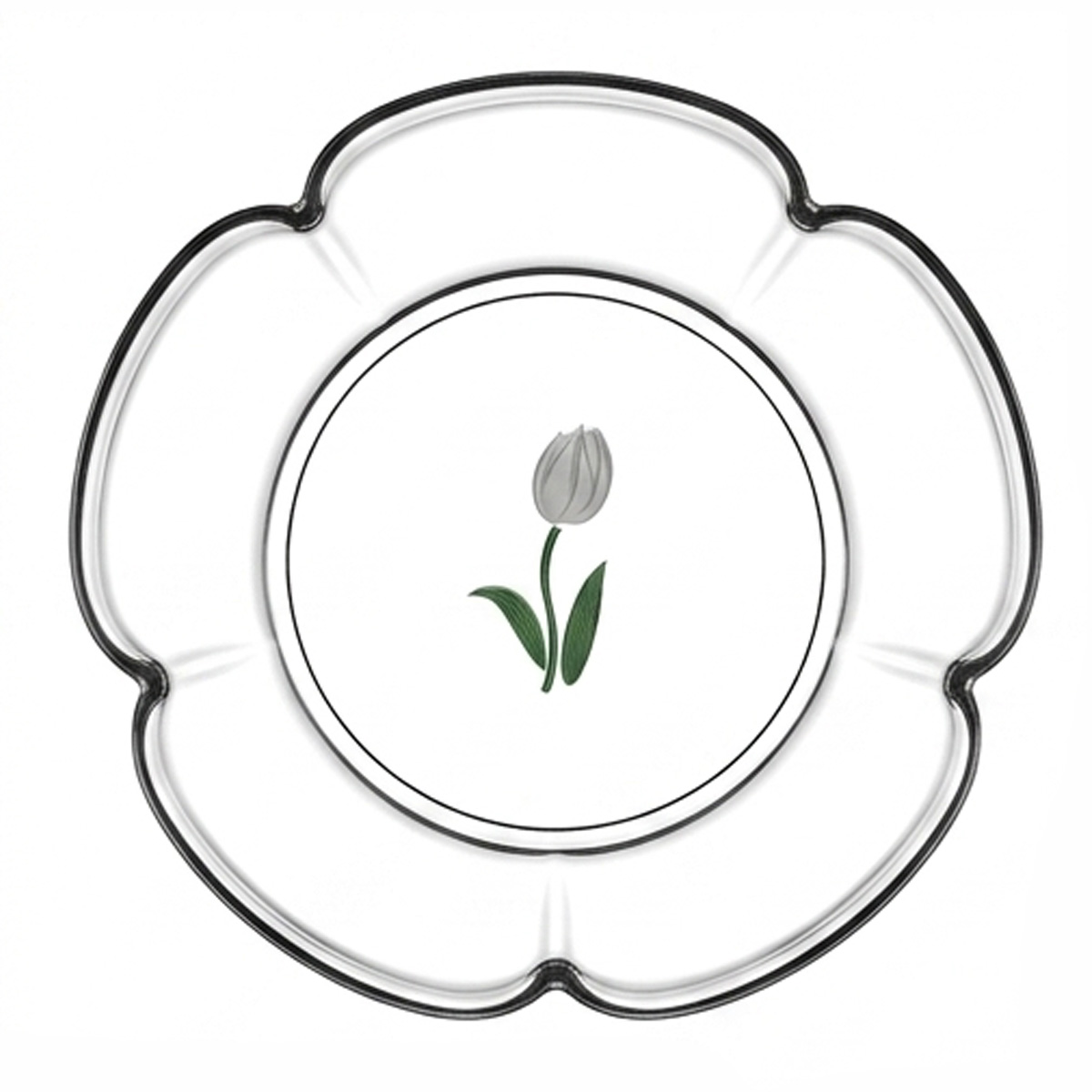 Jogo de Pratos para Sobremesa em Cristal Ecol&oacute;gico Tulipa Verde image number 1