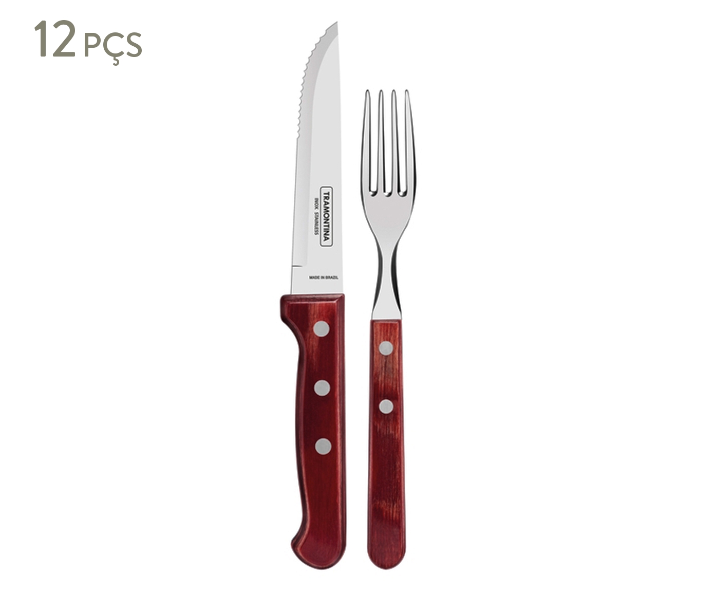 Jogo para Churrasco em Inox Polywo Vermelho image number 0