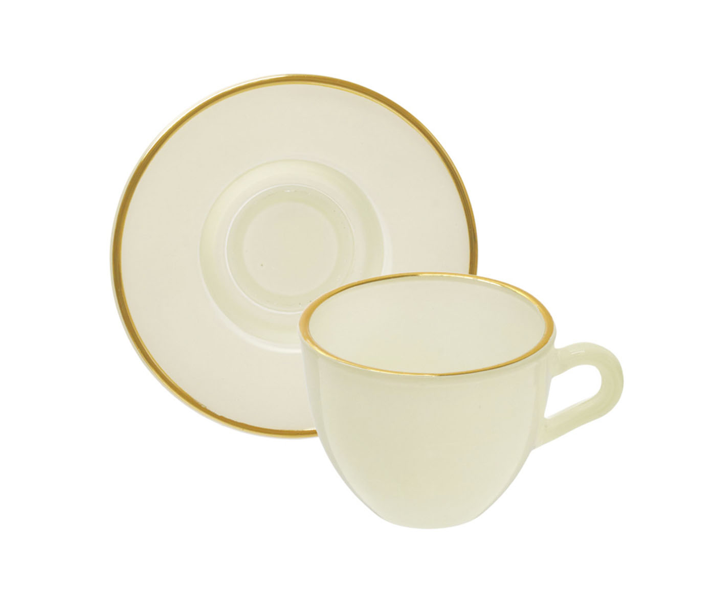 Jogo de X&iacute;caras para Caf&eacute; com Borda Dourada Matte Branco - image 1