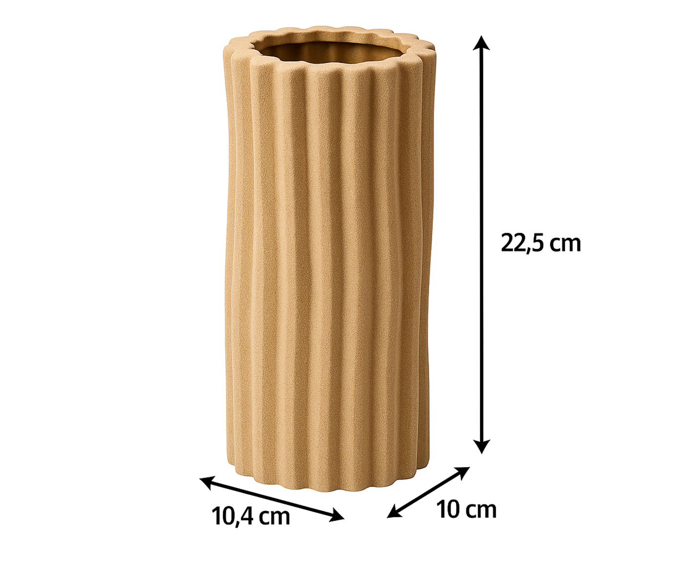 Vaso Cer&ecirc;mico Redondo Listras Bege image number 4