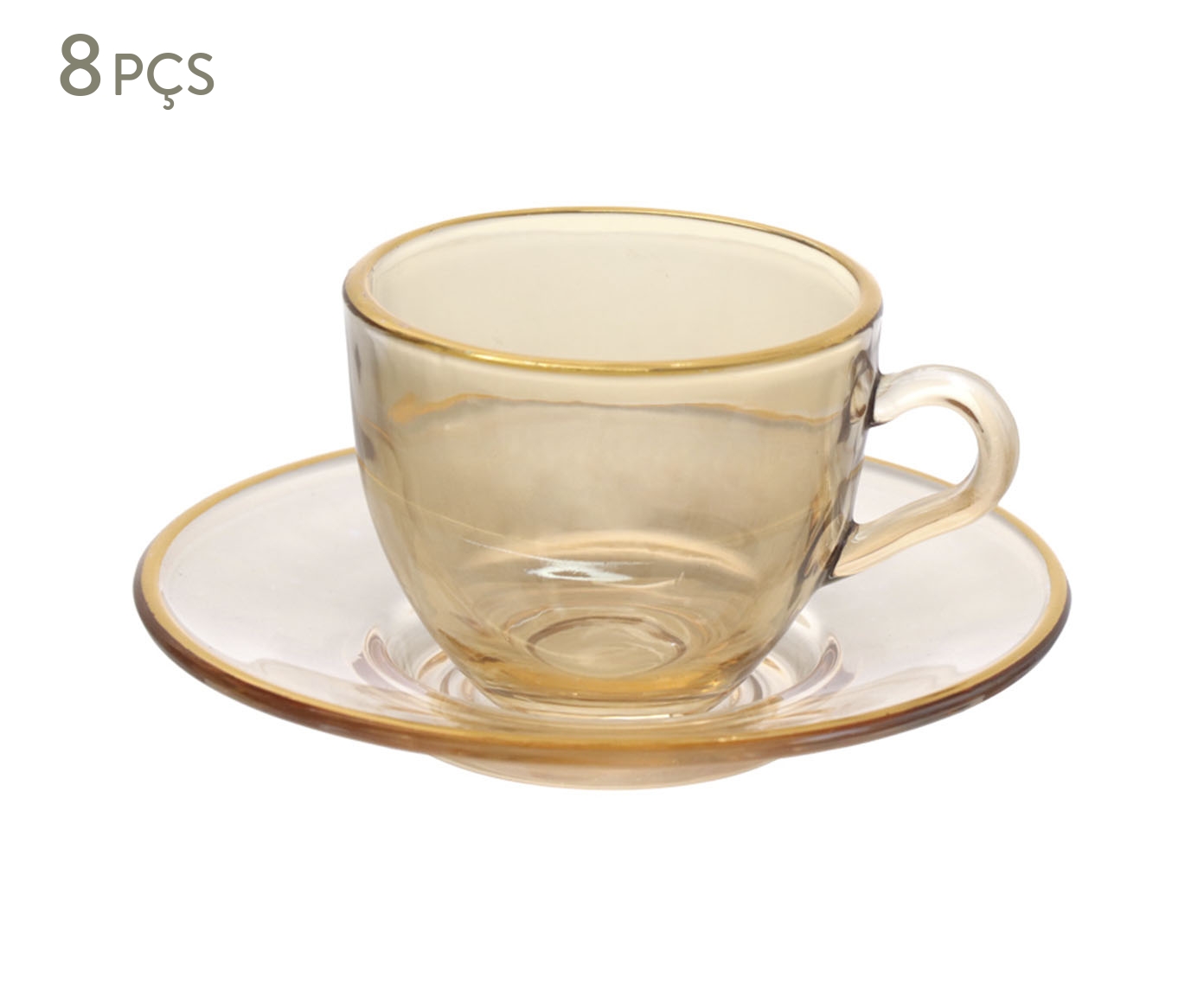 Jogo de X&iacute;caras para Caf&eacute; com Borda Dourada Menfis Ambar image number 0