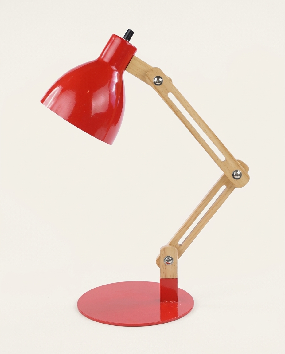 Abajur de Mesa em Madeira Bivolt Vermelho - image 0