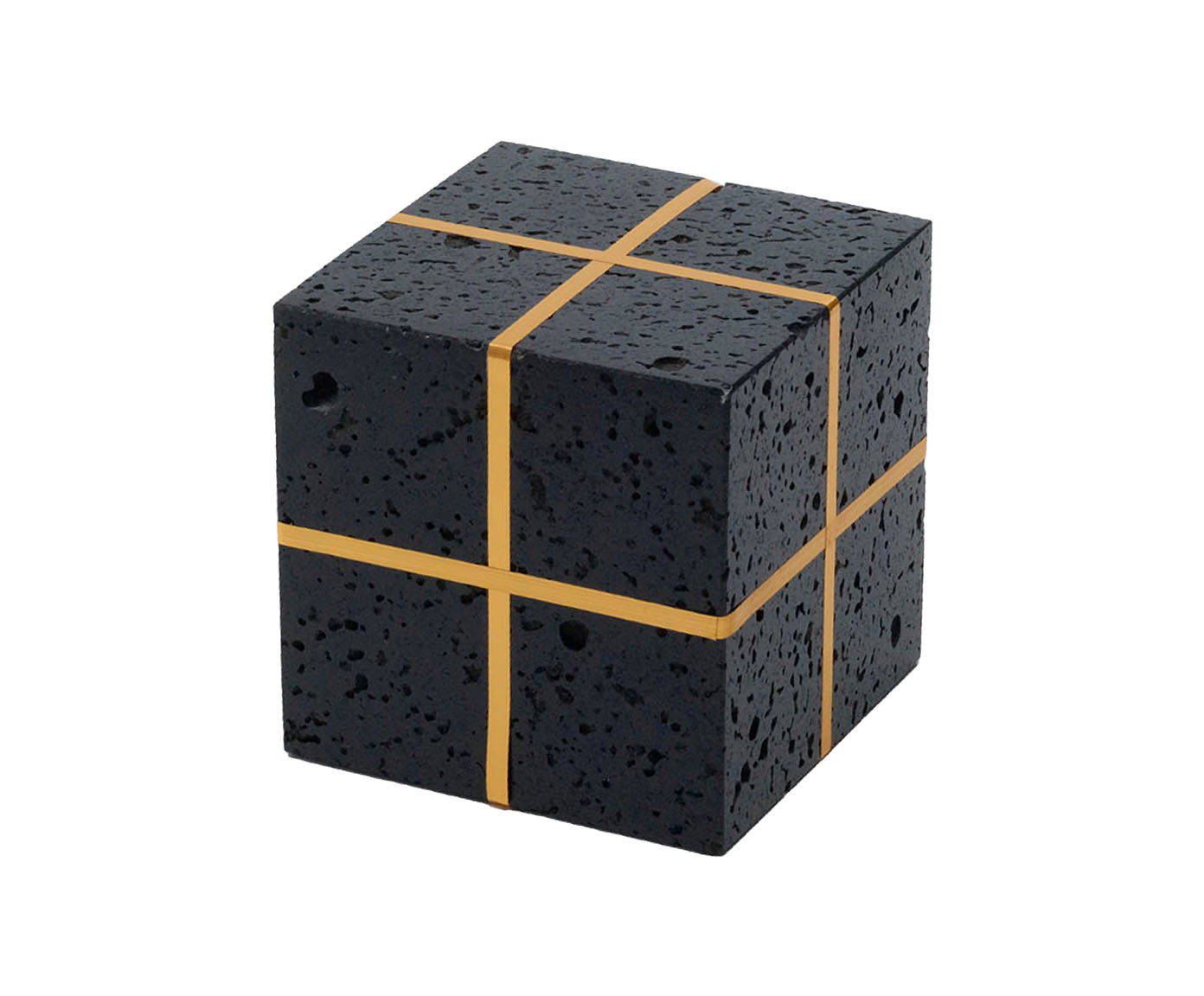 Adorno Cubo Preto e Dourado image number 0
