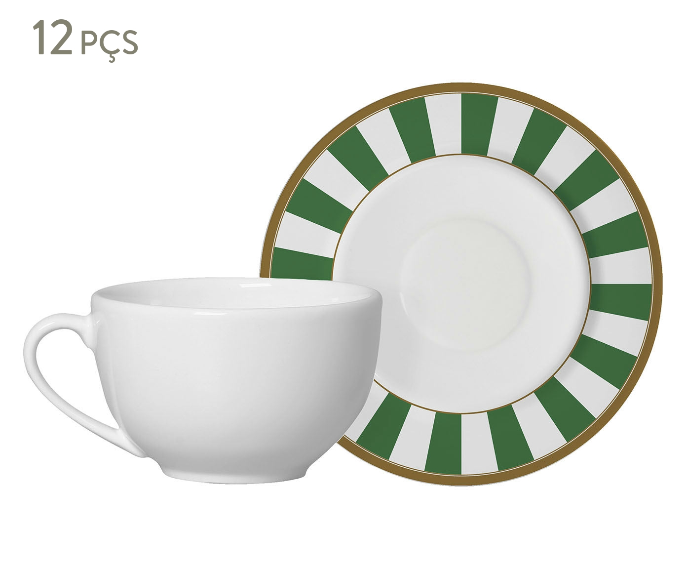 Jogo de X&iacute;caras de Ch&aacute; com Pires Stripe Verde - image 0