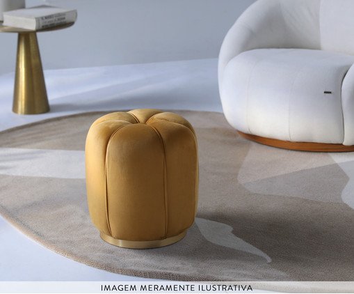 Puff Luna com Base Dourada em Boucle Natural image number 1