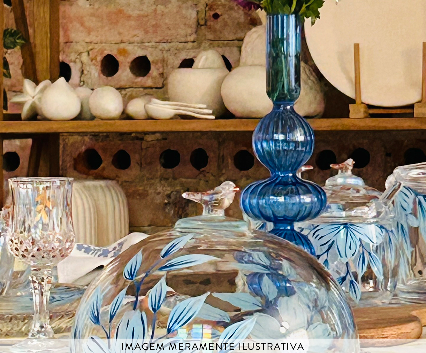 Porta Queijo Floral Azul - image 1