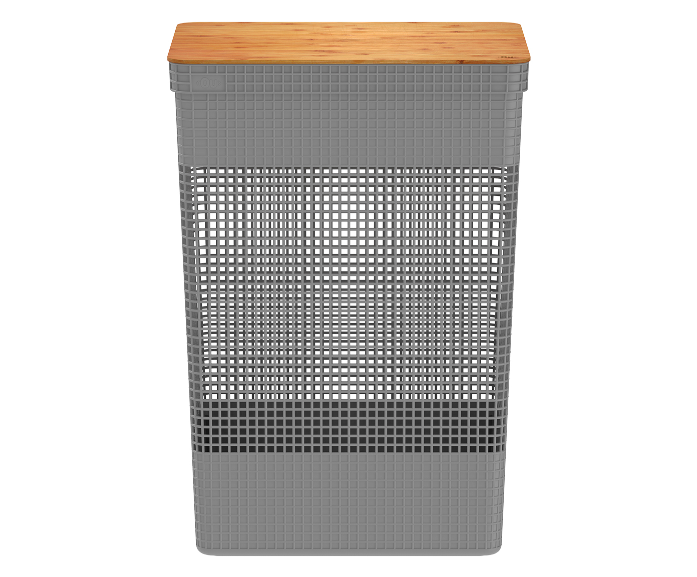 Cesto de Roupas com Tampa em Bambu Grid Cinza - image 0