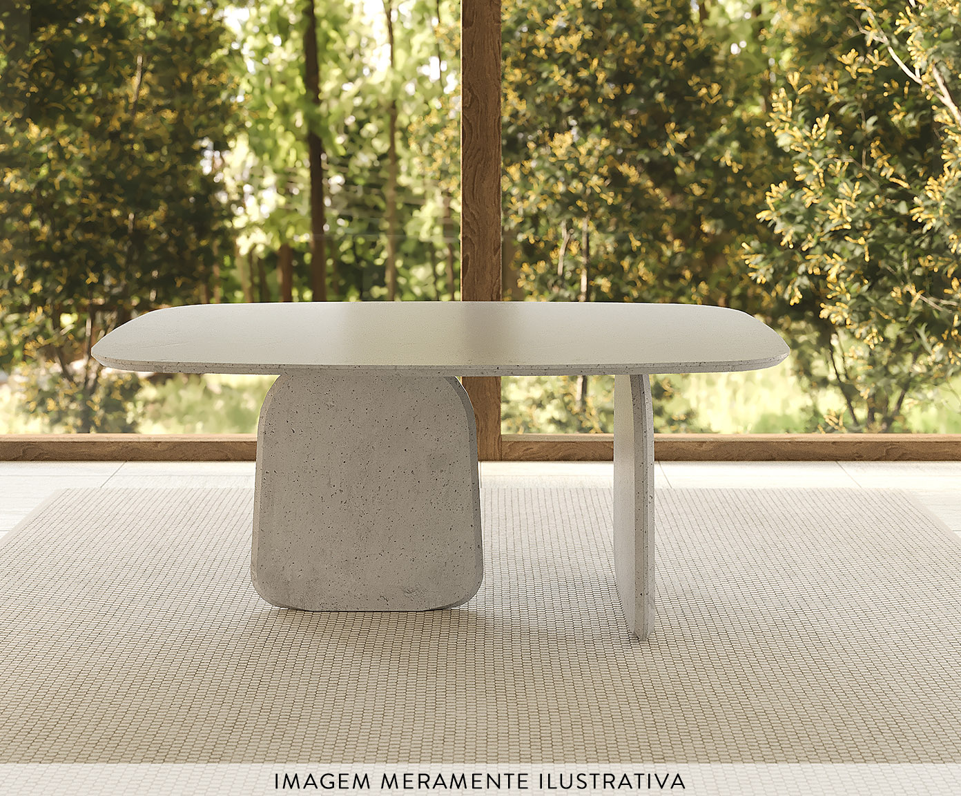 Mesa de Jantar P&eacute;trea com Tampo P&eacute;treo Cinza - image 1