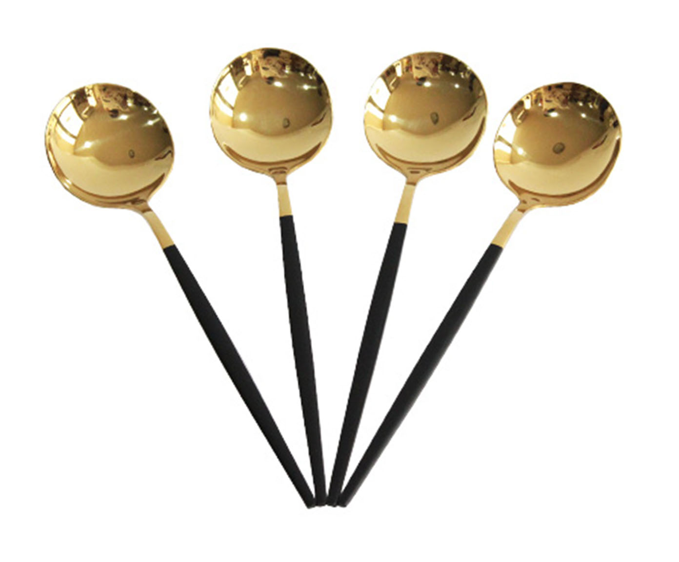 Jogo de Colheres em Inox Slim Preto e Dourado - image 0