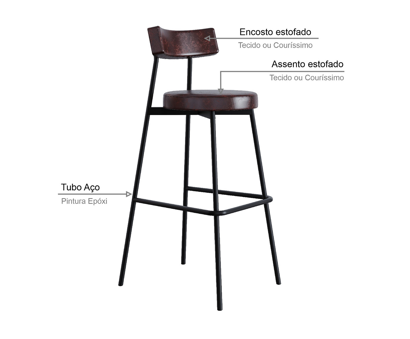 Banqueta Alta Stout Courino Caf&eacute; image number 2