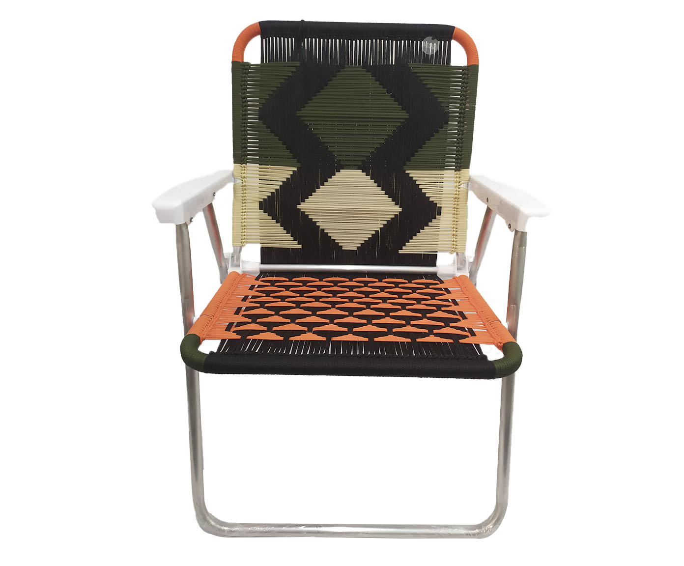 Cadeira de Praia Fixa Nativa Musgo Off-White e Laranja - image 0