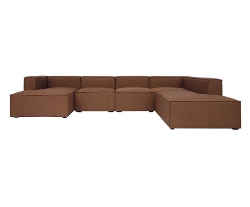 Sof&aacute; 5 M&oacute;dulos Chaise e Encosto Mensa Terracota image number 2