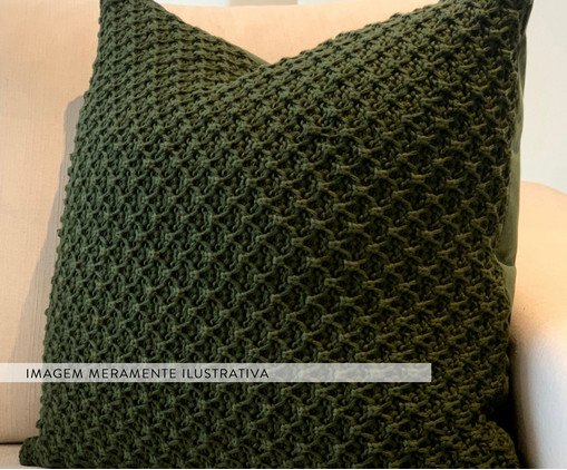 Almofada em Tric&ocirc; Tramado - Verde Musgo - image 1