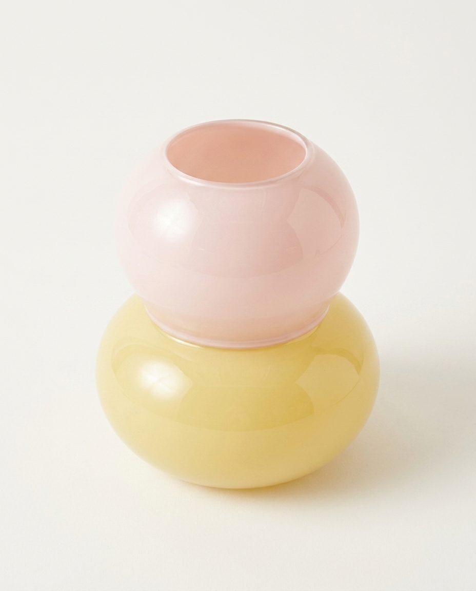 Garrafa Decorativa Sculpt&eacute; Rosa e Amarelo - image 1