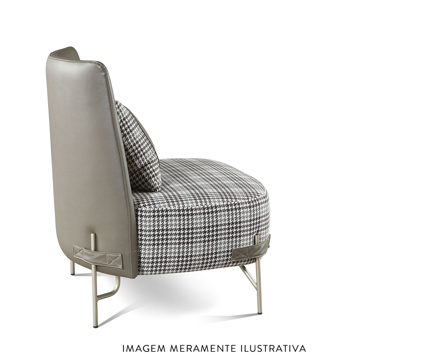 Poltrona Matrix com P&eacute; de A&ccedil;o e Couro Sint&eacute;tico Cinza - image 1