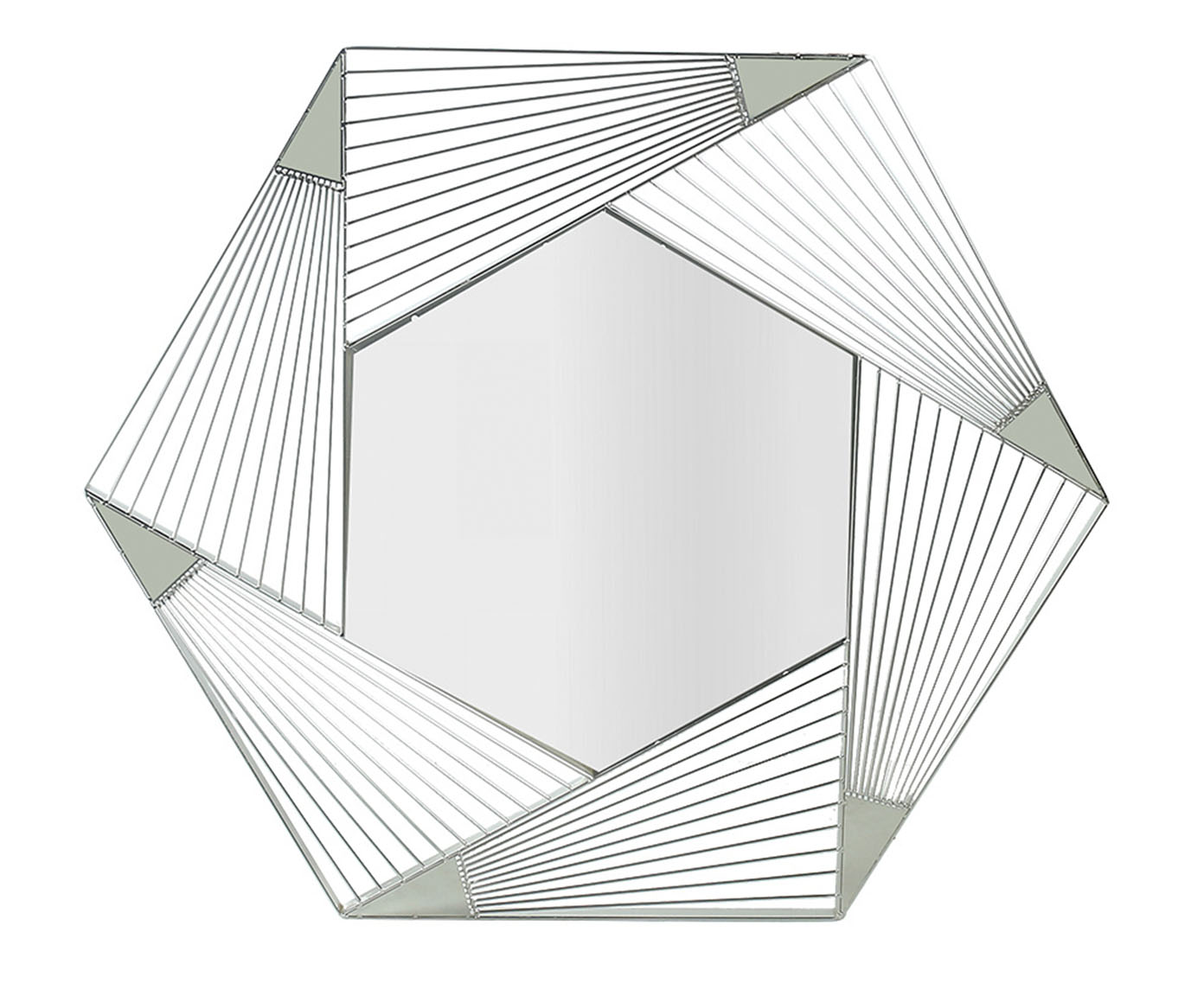 Espelho Geometrico com Moldura de Metal Prateado - image 0