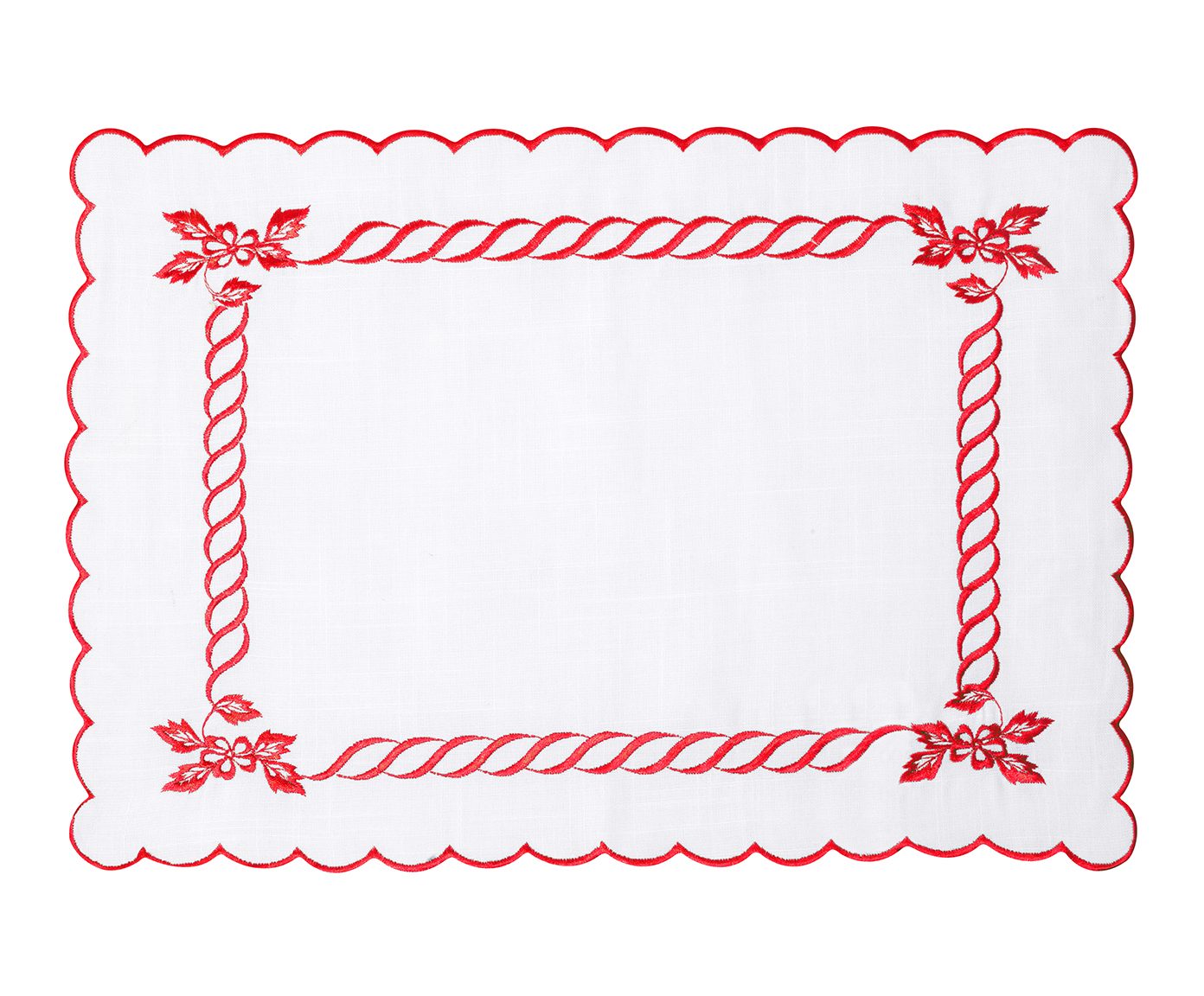 Jogo Americano com Guardanapo Kalli - Branco e Vermelho - image 1