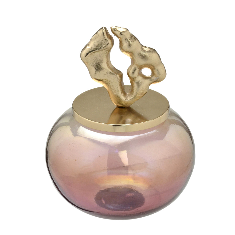 Potiche Decorativo Dourado e Marrom e Transparente image number 0
