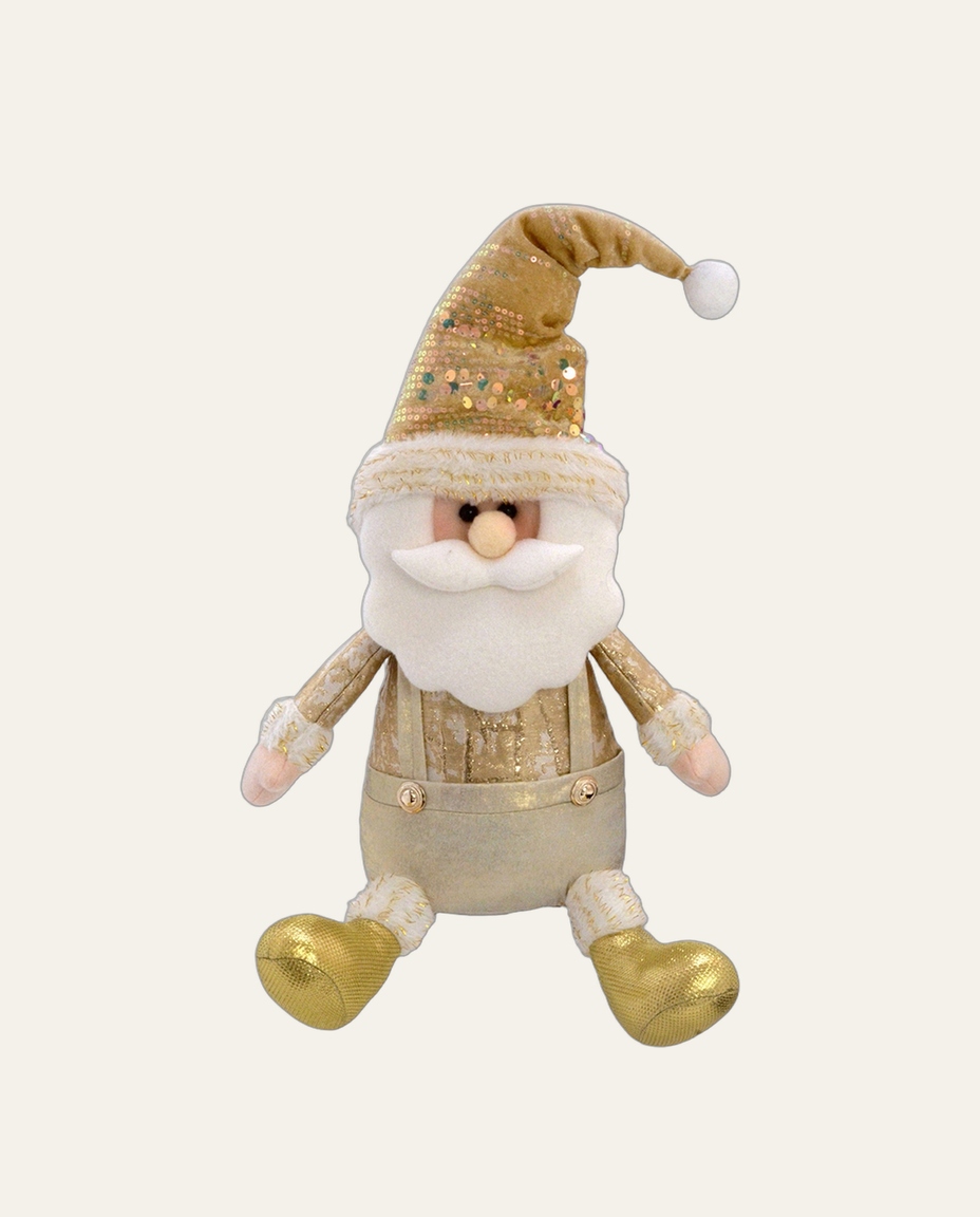 Papai Noel Decorativo Sentado Suspens&oacute;rio Dourado - image 0