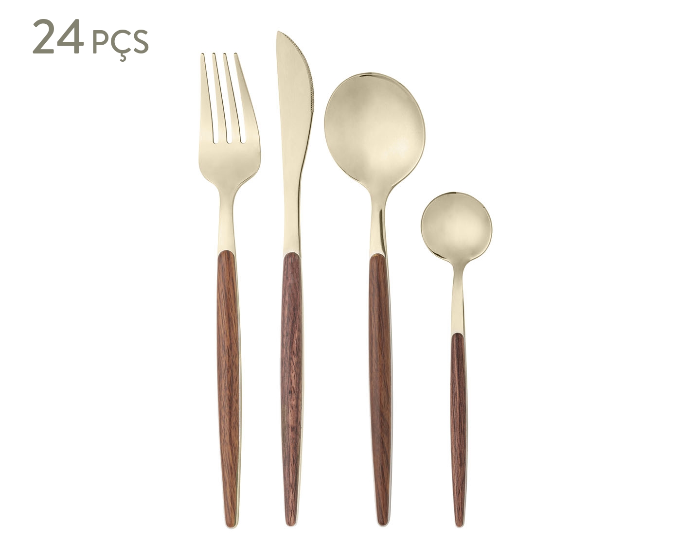 Faqueiro em Inox com Cabo Organic Dourado - image 0