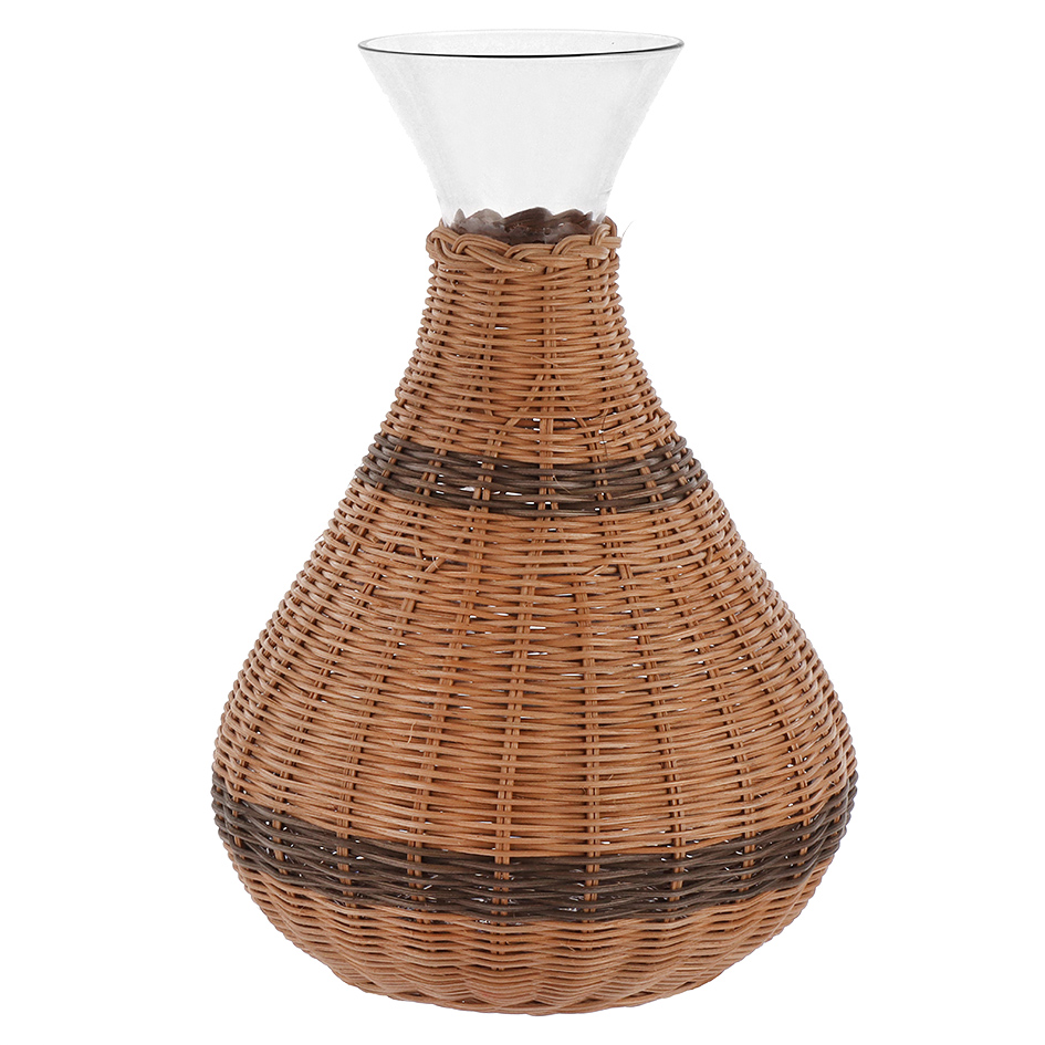 Decanter de Vinho em Vidro e Ratan Sally - Transparente e Marrom - image 0