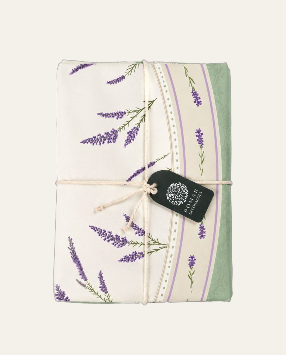 Toalha de Mesa Redonda Lavanda Provence Verde e Lil&aacute;s - image 0
