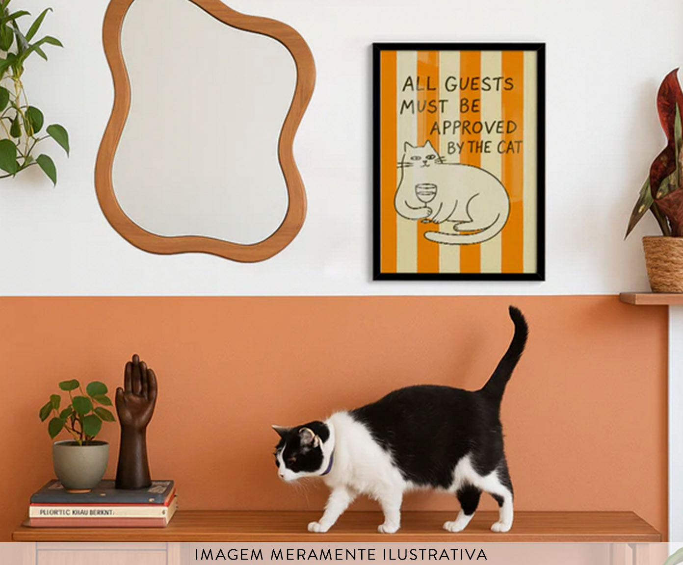 Quadro Cat com Moldura Branca image number 1