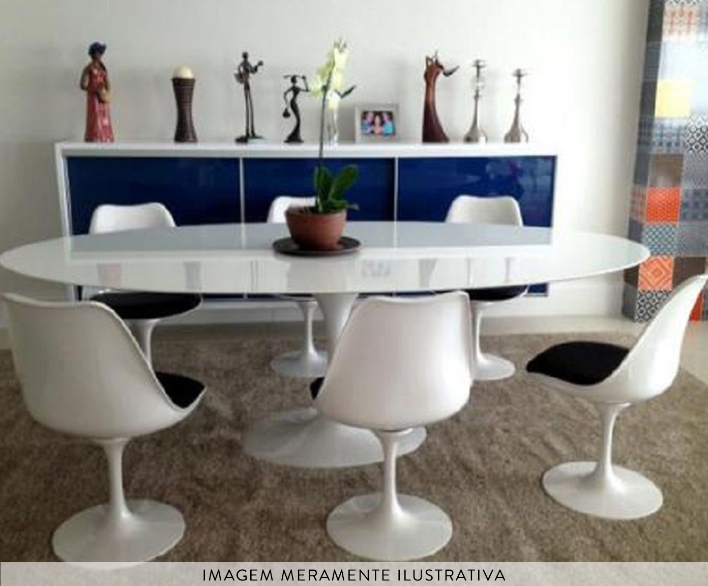 Mesa Saarinen Oval Quartzo com Base Branca image number 7