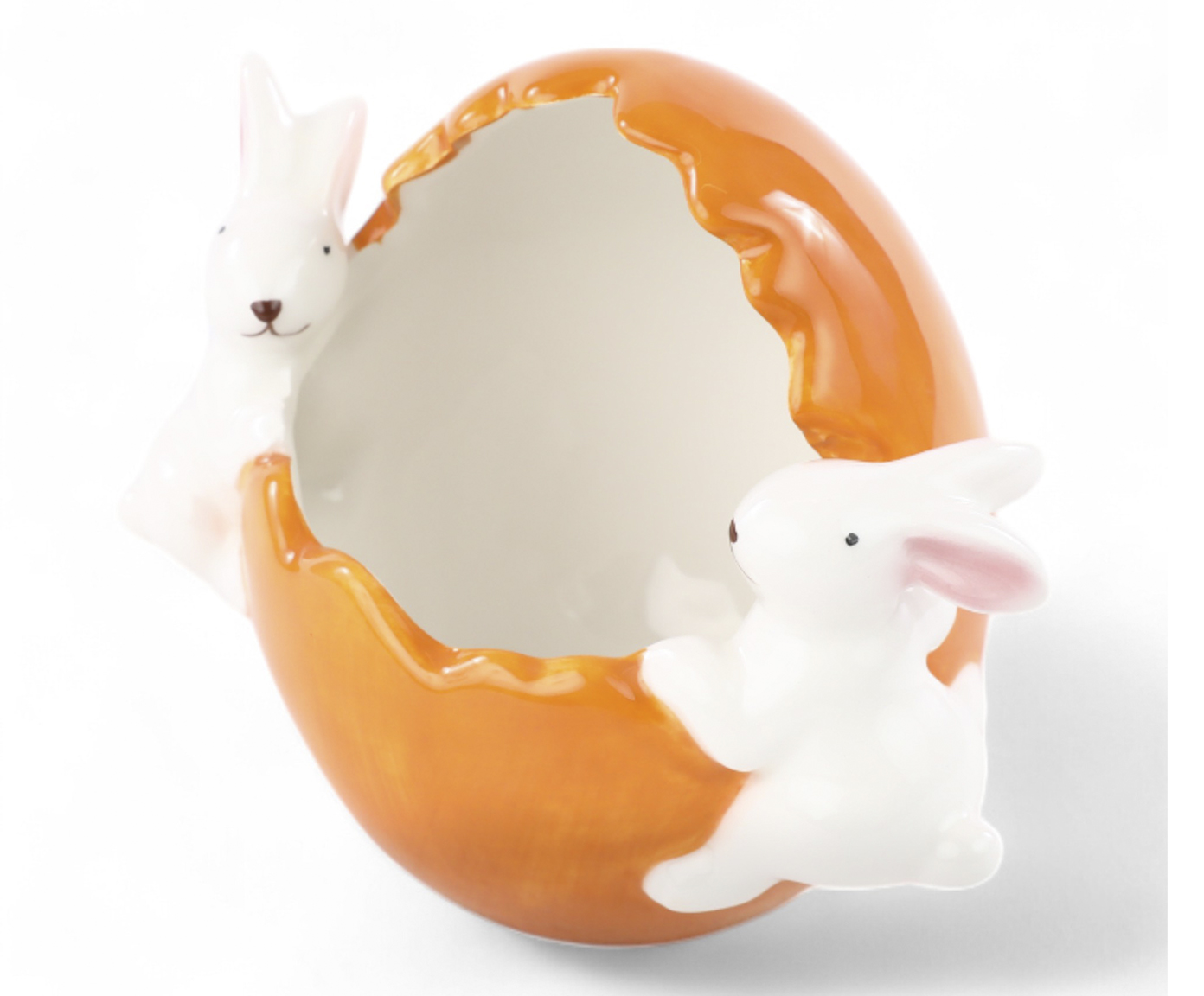 Pote Decorativo com Coelho Laranja e Branco - image 1