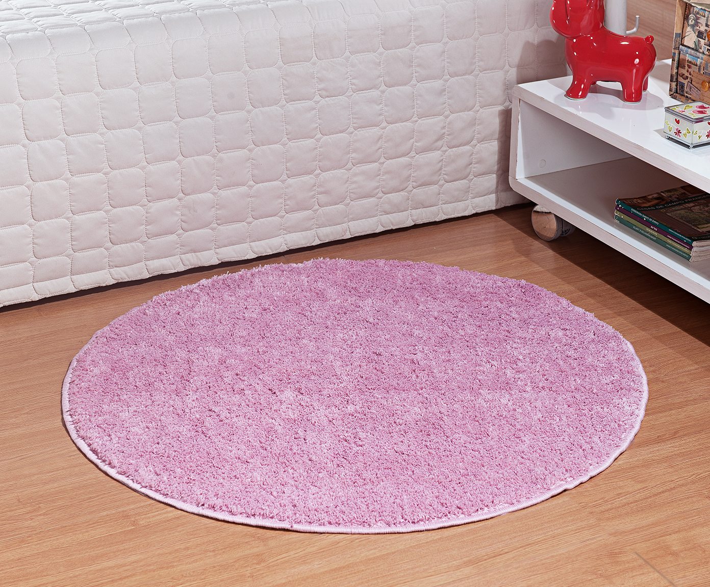 Tapete Redondo Shaggy Smooth Teen - Rosa image number 1