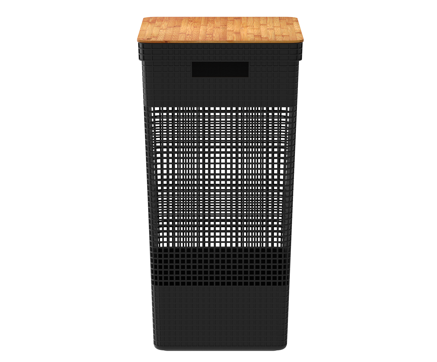 Cesto de Roupas com Tampa em Bambu Grid Preto image number 2